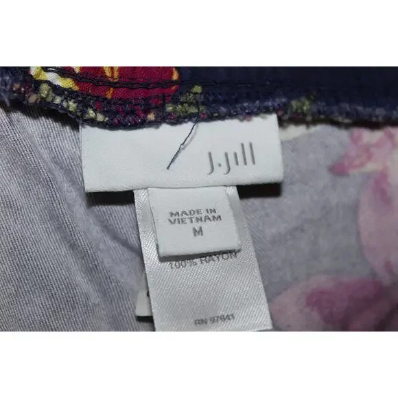 J. Jill Wide Leg Cropped Floral Smocked Pull on Pants M Tropical Vacation Resort - Picture 5 of 8